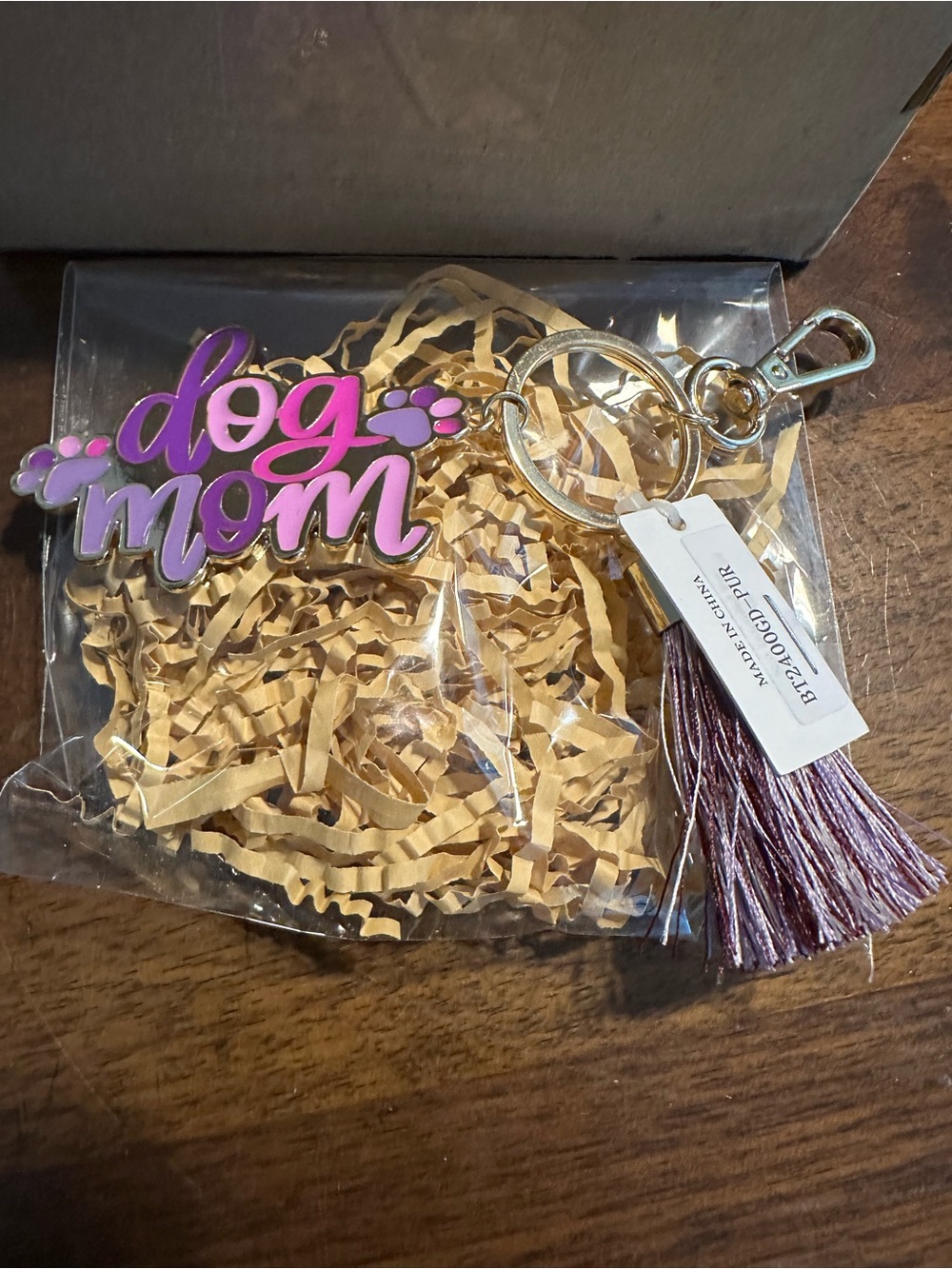 Dog Mom Keychain/ Bag Charm with Pink & Purple Accents